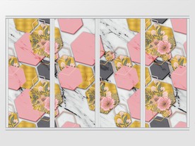 粉色六边形大理石金箔移门