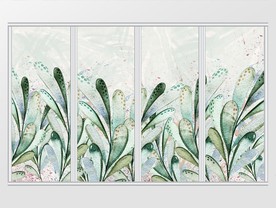 现代简约绿色唯美手绘绿植移门