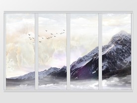 大理石纹山水日出移门