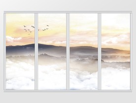 新中式抽象山水移门
