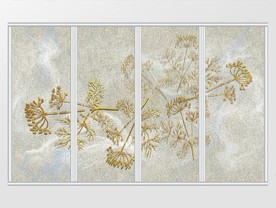 现代简约唯美金箔抽象树叶移门