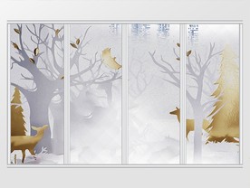 欧式简约森林鹿移门