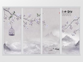 中式山水花鸟移门