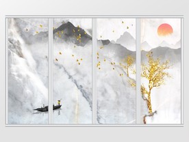 金色飞鸟小树移门