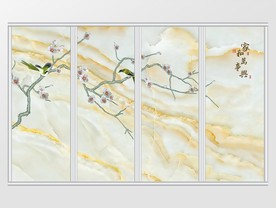 家和万事兴高清大理石花鸟移门