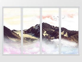 大理石纹山水风景移门