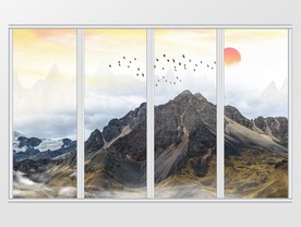 大理石纹山水风景移门