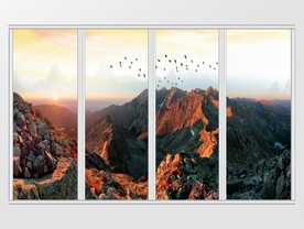 大理石纹山水风景移门