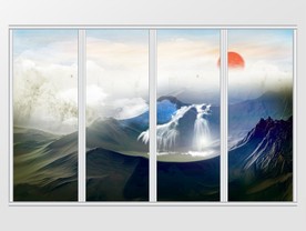 大理石纹山水风景移门