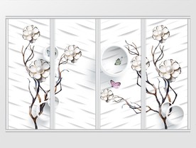 现代简约浮雕花卉移门