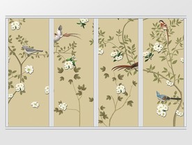 3d立体花鸟枝叶移门