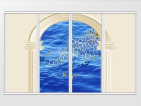 地中海风拱门海水小鱼移门