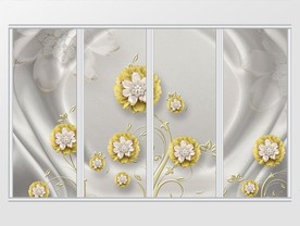 时尚简约黄色珠宝花朵移门