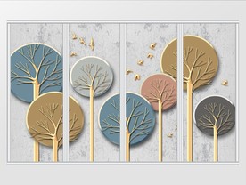 现代简约大气金属树林树木移门