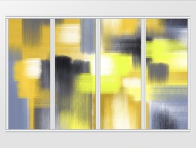 现代手绘抽象色块油画移门