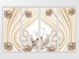 3D立体天鹅花卉珠花珍珠移门