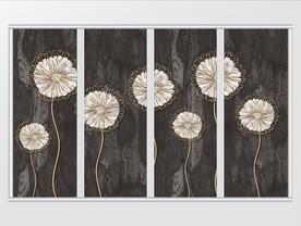 现代简约金属线条花朵移门