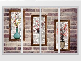 复古相框墙砖花瓶移门
