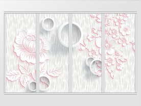 现代简约清新花卉移门