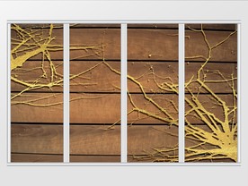 新现代木质极简金色树枝移门