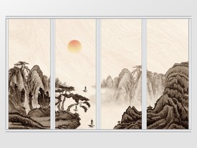 新中式水墨高峰奇树移门