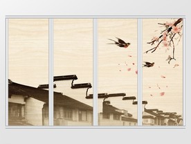 新中式水墨徽派连屋移门