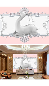 欧式花纹浮雕花边鹿装饰画背景墙