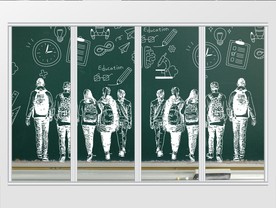 复古怀旧黑板风同学会移门