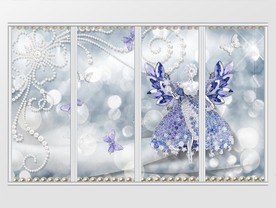 蓝色炫酷花朵移门