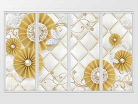 现代金色花朵移门