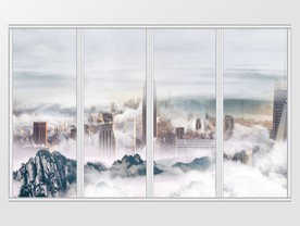 新中式大气山峦移门