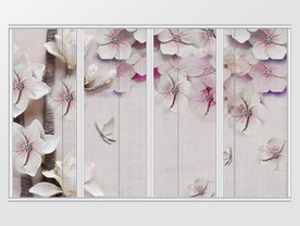 新中式立体樱花花瓣蝴蝶移门