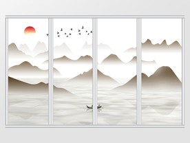 新中式群山水墨风景移门