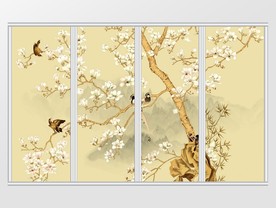 新中式山水花鸟移门