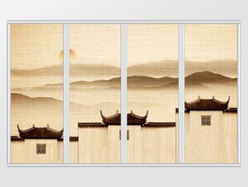 新中式水墨意境徽派远山移门