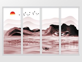 新中式水墨意境山水移门