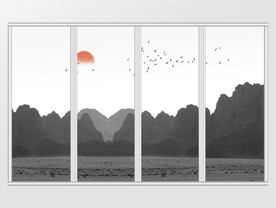 新中式意境风山水移门