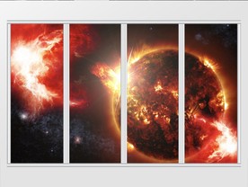 星光火焰星空地球移门