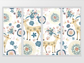 北欧简约卡通可爱动物移门