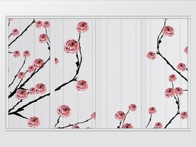 粉色花卉白色移门