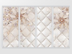 粉色浪漫钻石珠宝花朵移门