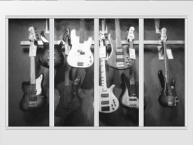 复古黑白吉他墙酒店夜店摇滚移门