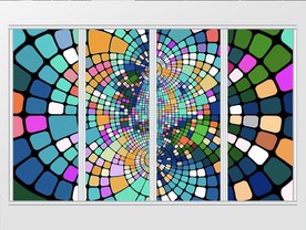 复古几何彩色块移门