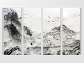 古风水墨山水移门