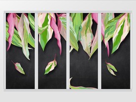 现代简约大气水彩手绘树叶移门