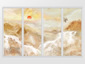大理石纹山水飞鹰移门