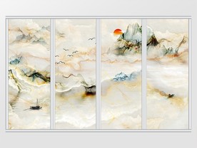 唯美彩绘山水写意移门