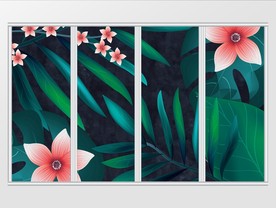 简约热带植物花朵移门