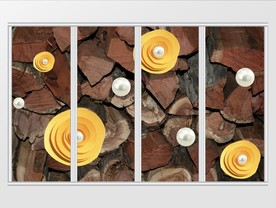 现代简约现代风珍珠花卉移门