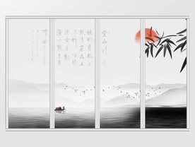 新中式水墨诗词竹子移门